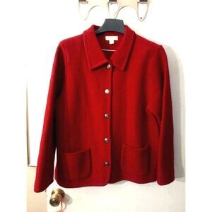 Appleseeds cardigan Sweater Red 100% Boiled Wool Jacket pl lp p l metal buttons